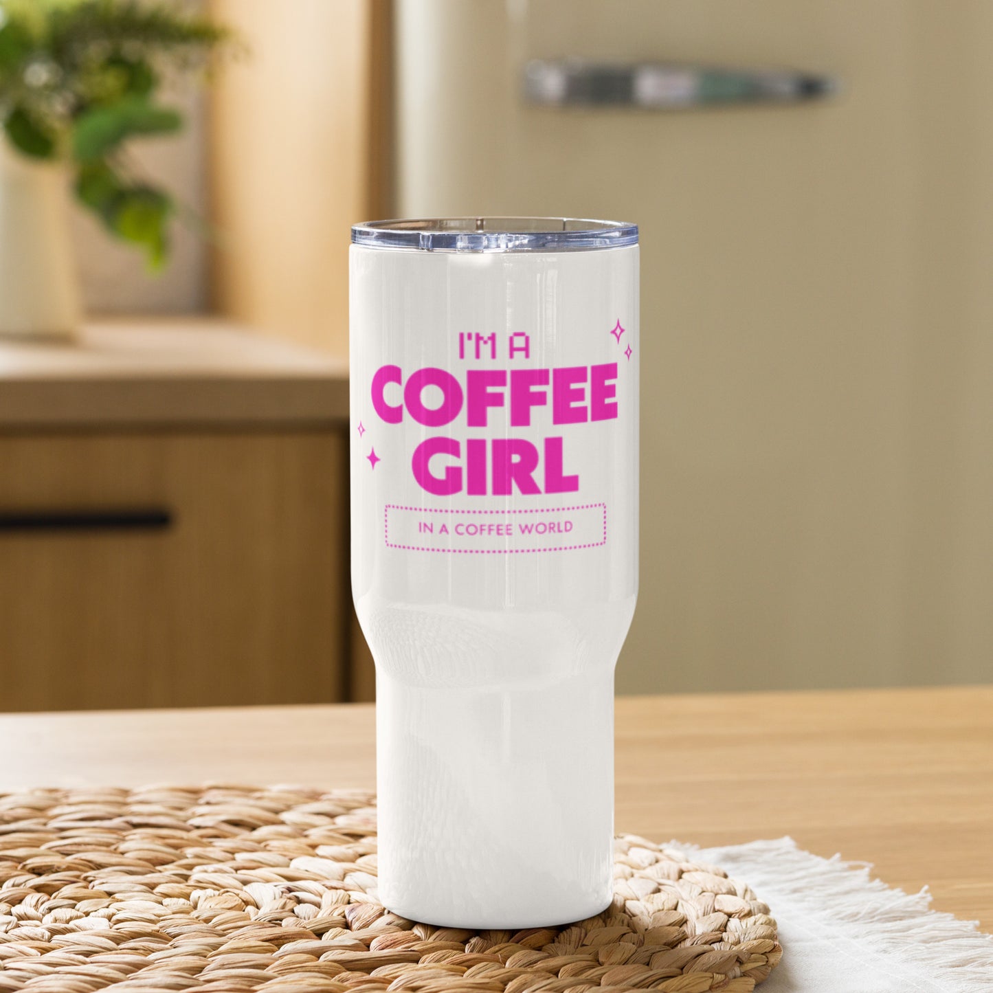 Travel mug with a handle "I'M A COFFEE GIRL"
