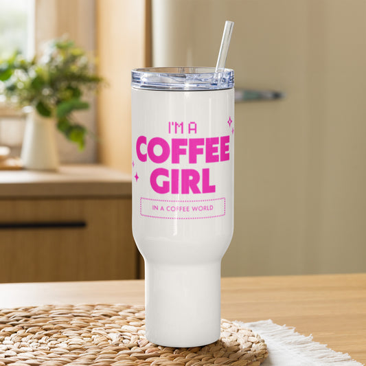 Travel mug with a handle "I'M A COFFEE GIRL"