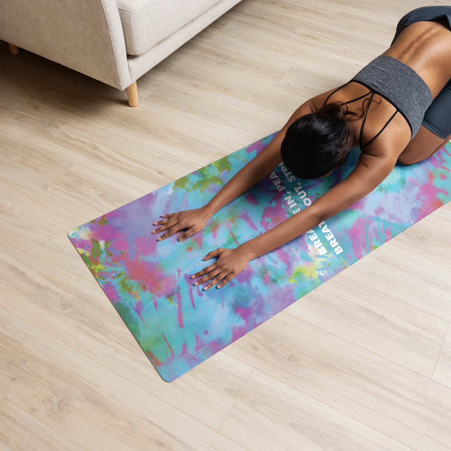 Yoga mat "BREATHE IN PEACE, BREATHE OUT STRESS"